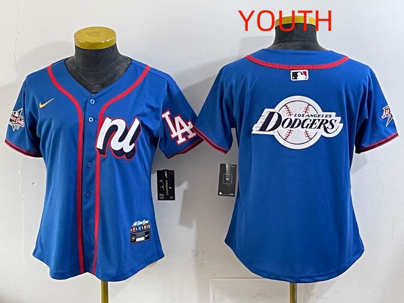 Youth 2025 Los Angeles Dodgers Blank Blue All star Nike MLB Jersey style 09->women mlb jersey->Women Jersey